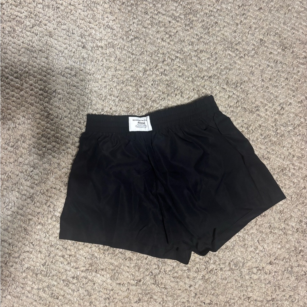 Women's Black Athletic Shorts with Elastic Waistband